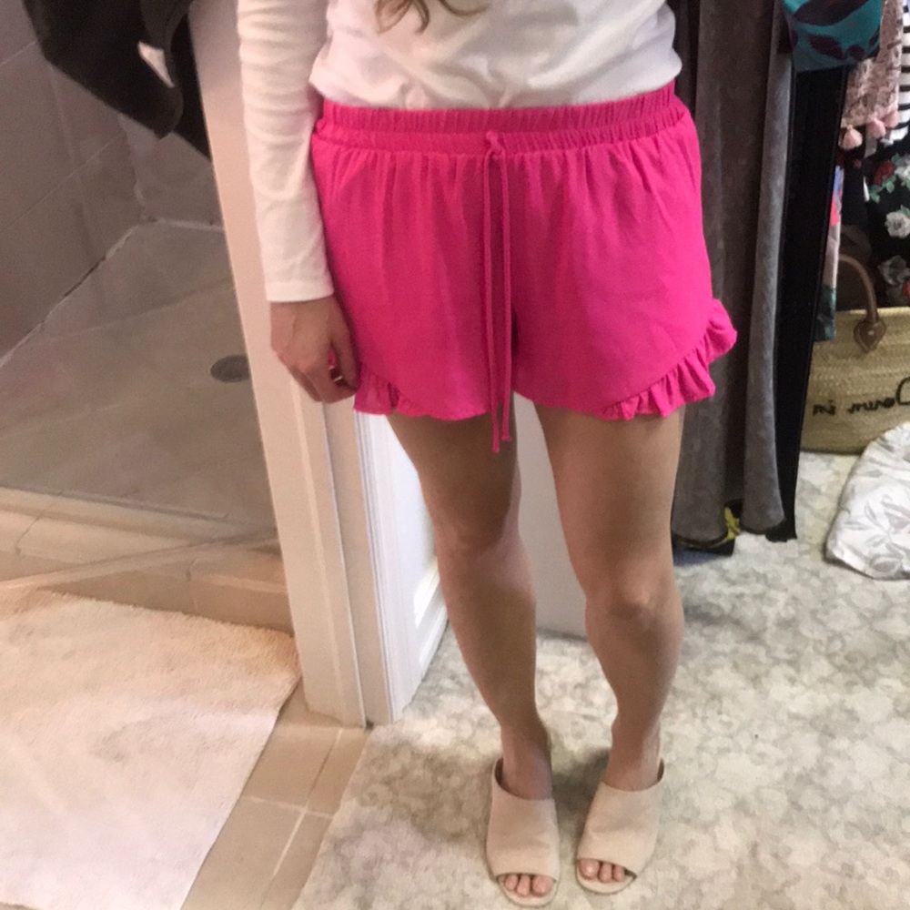 Necessary clothing cute pink shorts with ruffle!